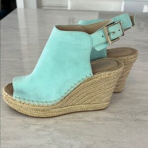Kenneth Cole Olivia Espadrille Wedge Sandals - blue. Size 7